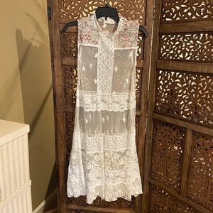 Johnny Was Love & Liberty Cream Lace Dress XS